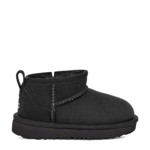 Classic Ultra Mini Peuter/Kleuter suède enkelboots zwart