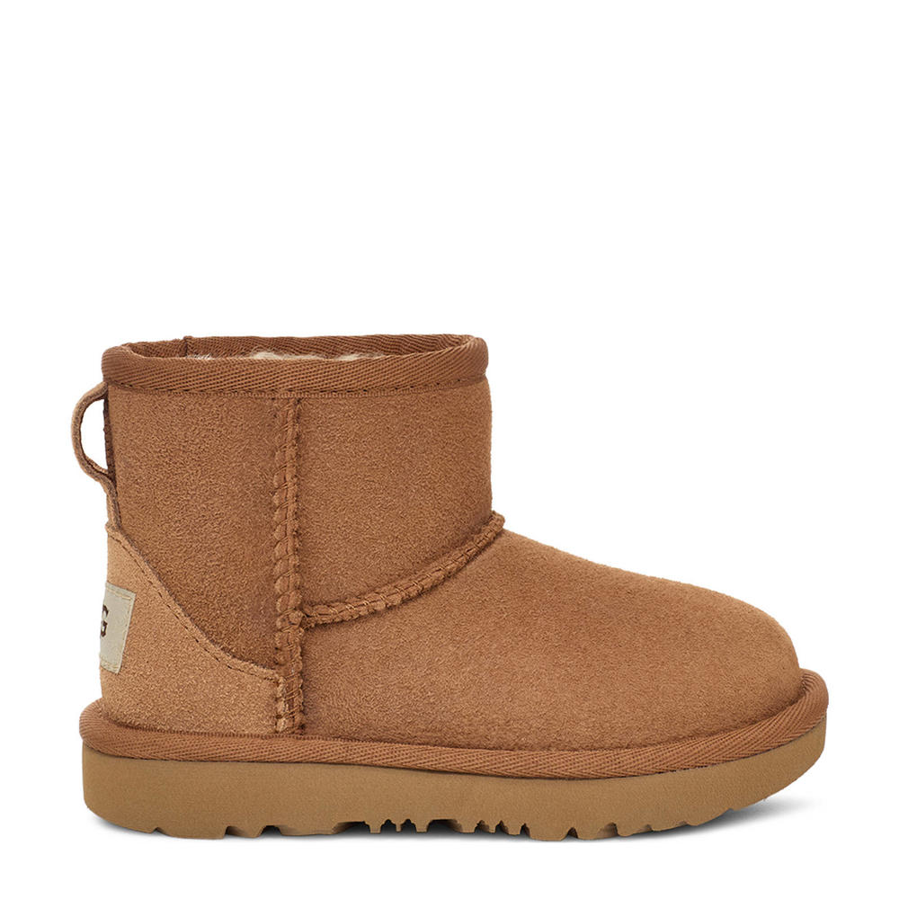 Camelkleurige jongens en meisjes UGG T Classic Mini II suède enkelboots met effen