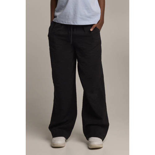 America Today wide leg broek zwart Meisjes Viscose Effen 122 128