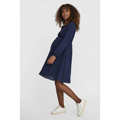 VERO MODA MATERNITY zwangerschapsjurk VMMAYA donkerblauw Dames Polyester V-hals S