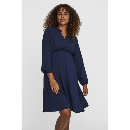 VERO MODA MATERNITY zwangerschapsjurk VMMAYA donkerblauw Dames Polyester V-hals S
