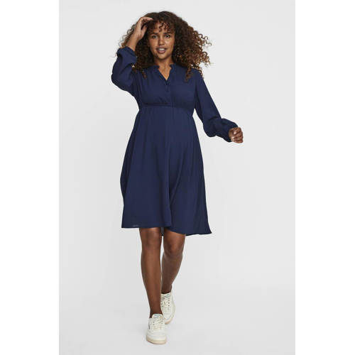 VERO MODA MATERNITY zwangerschapsjurk VMMAYA donkerblauw Dames Polyester V-hals S