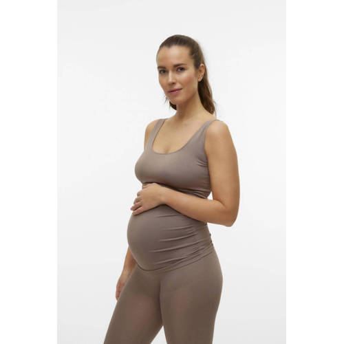 Mamalicious Hemd Beige Dames Polyamide Ronde hals Effen