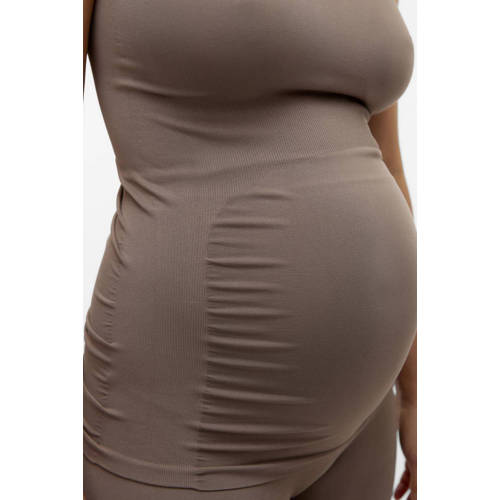 Mamalicious Hemd Beige Dames Polyamide Ronde hals Effen