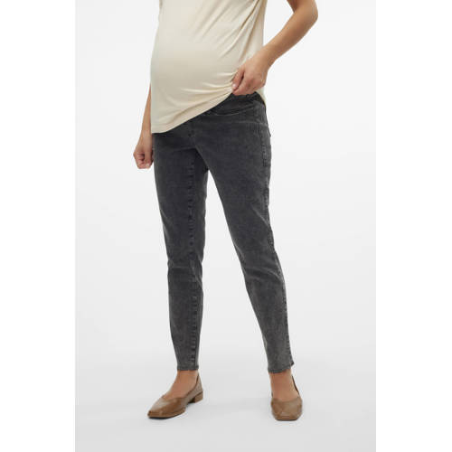 MAMALICIOUS high waist zwangerschaps slim fit jeans MLOSAKA grey denim Grijs - maat 28-32 afbeelding