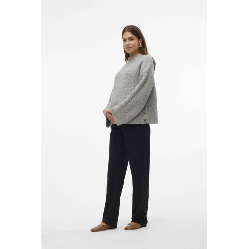 Mamalicious gebreide trui grijs Dames Polyester Ronde hals Effen XXL