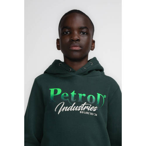 Petrol Industries hoodie groen Trui Jongens Sweat Capuchon Printopdruk 116