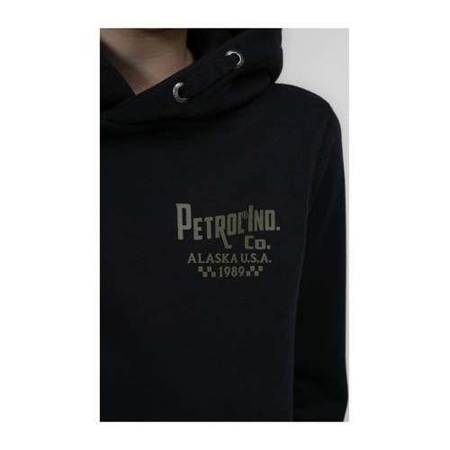 Petrol Industries hoodie zwart Trui Jongens Sweat Capuchon Printopdruk 128