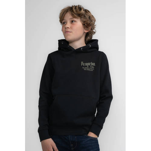 Petrol Industries hoodie zwart Trui Jongens Sweat Capuchon Printopdruk 128