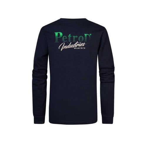 Petrol Industries longsleeve met backprint donkerblauw Jongens Katoen Ronde hals 140