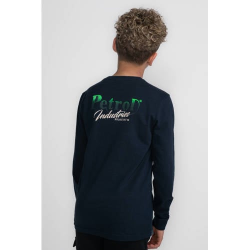 Petrol Industries longsleeve met backprint donkerblauw Jongens Katoen Ronde hals 140