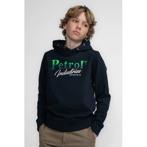 Petrol Industries hoodie blauw Trui Jongens Sweat Capuchon Printopdruk 140