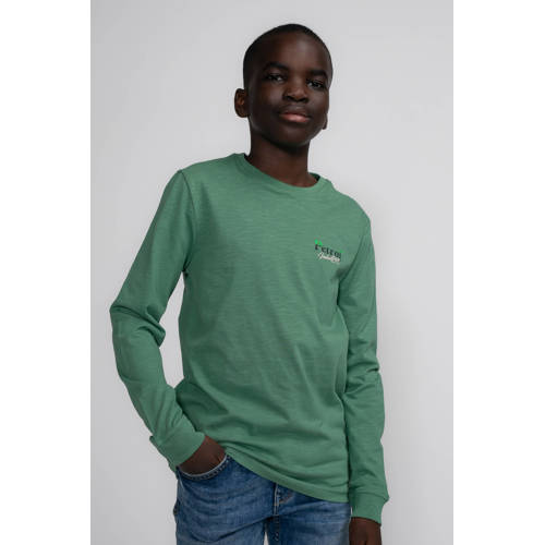 Petrol Industries longsleeve met backprint groen Jongens Katoen Ronde hals 140