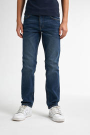 thumbnail: Dark blue denim jongens Petrol Industries straight leg jeans van stretchdenim met rits- en knoopsluiting en effen