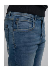 thumbnail: Medium blue denim jongens Petrol Industries straight leg jeans van stretchdenim met rits- en knoopsluiting en effen
