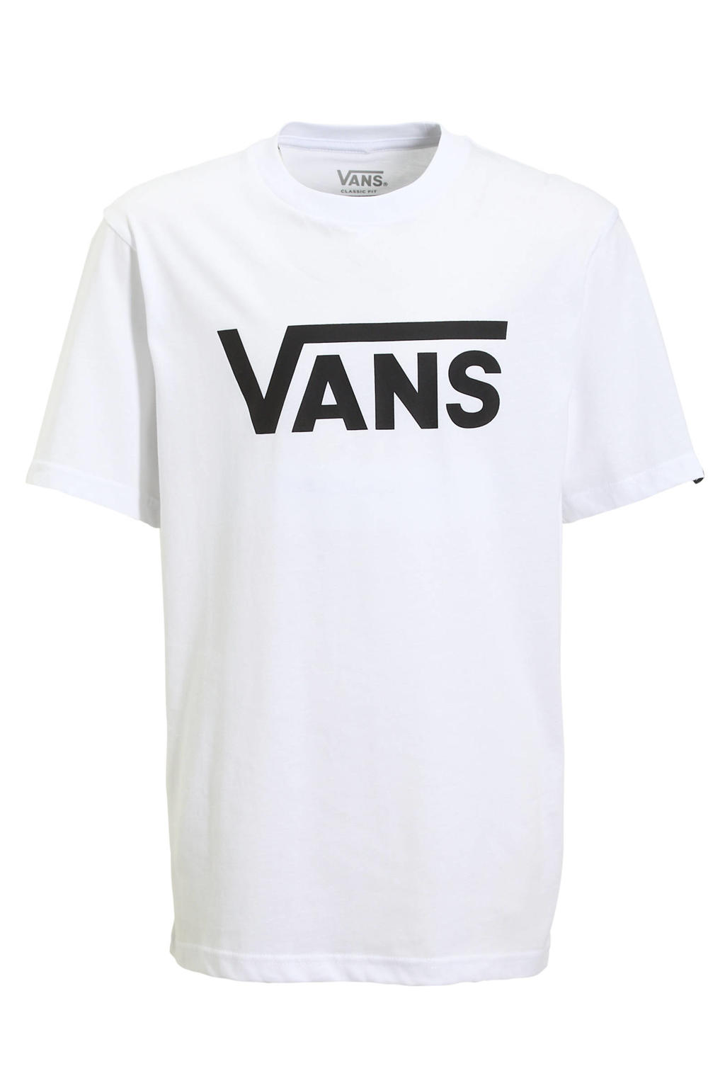 Wit en zwarte jongens T-shirt Classic van katoen met logo dessin, korte mouwen en ronde hals