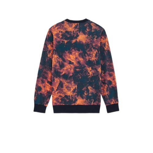 WE Fashion sweater donkerblauw Trui Jongens Katoen Ronde hals Tie-dye 122 128