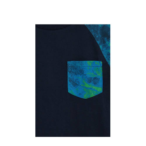 WE Fashion longsleeve blauw groen Jongens Katoen Ronde hals Meerkleurig 158 164