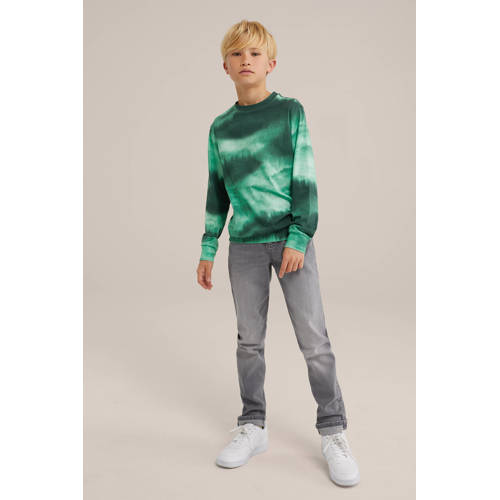 WE Fashion tie-dye longsleeve groen Jongens Katoen Ronde hals Tie-dye 122 128