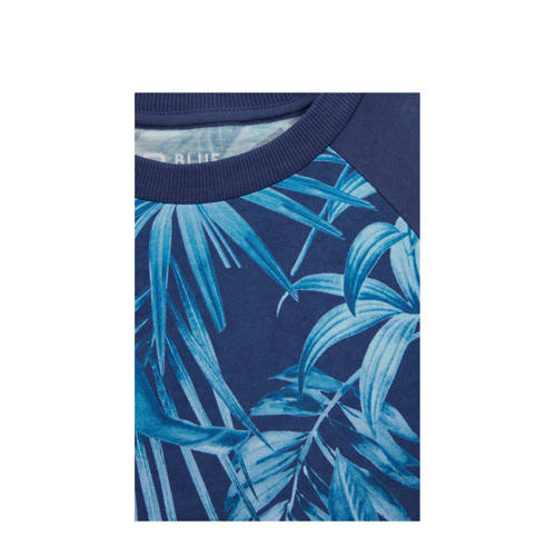 WE Fashion sweater donkerblauw Trui Jongens Katoen Ronde hals Blad 170 176
