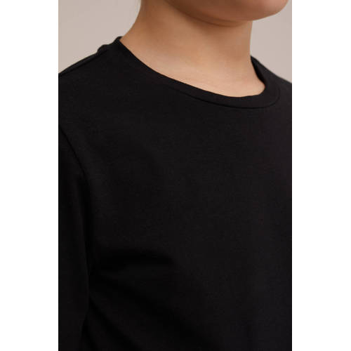 WE Fashion T-shirt black uni Zwart Meisjes Stretchkatoen Ronde hals Effen 170 176