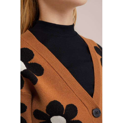 WE Fashion gebloemd vest bruin zwart wit Meisjes Viscose V-hals Bloemen 122 128