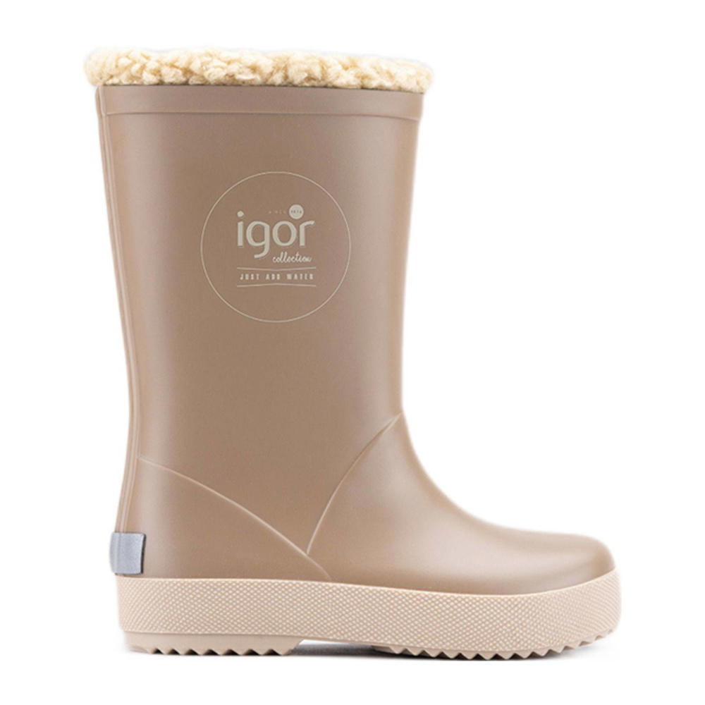 Beige jongens en meisjes Igor Splash dk Borreguito gevoerde regenlaarzen van rubber met effen