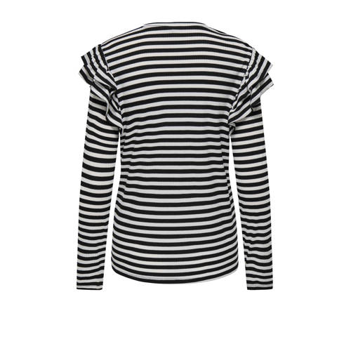 ONLY MATERNITY gestreepte zwangerschapslongsleeve OLMEVIE zwart wit Dames Polyester Ronde hals S