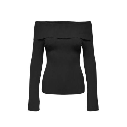 ONLY MATERNITY pullover zwart Trui Dames Viscose Off shoulder Effen S