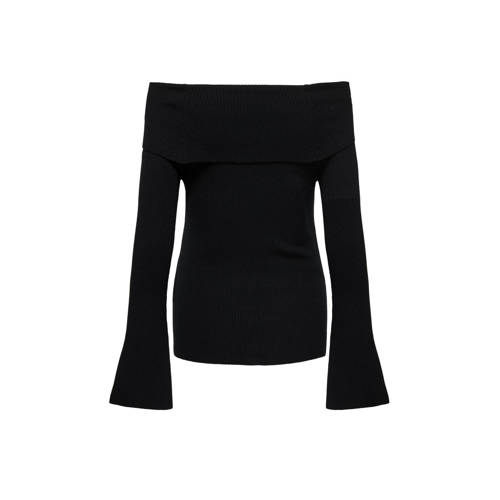 ONLY MATERNITY pullover zwart Trui Dames Viscose Off shoulder Effen S