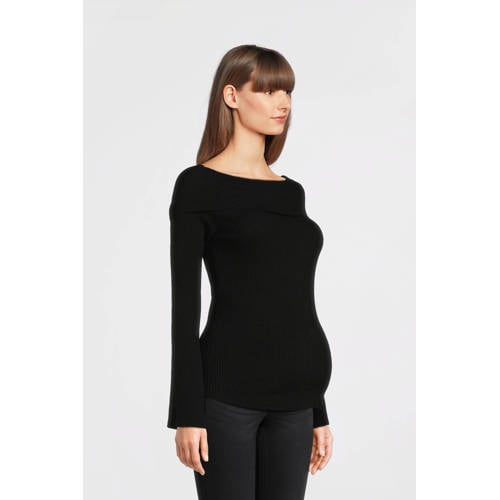 ONLY MATERNITY zwangerschapstop zwart Dames Viscose Off shoulder Effen