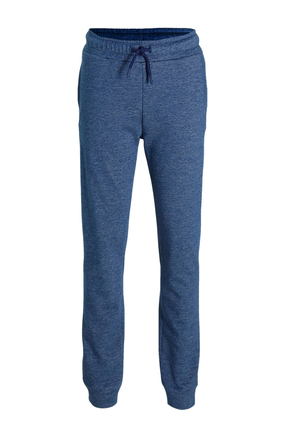 Medium blue denim jongens anytime joggingbroek Riot denimlook van katoen met elastische tailleband met koord en effen