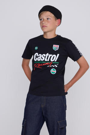 T-shirt Castrol license met (back) print zwart