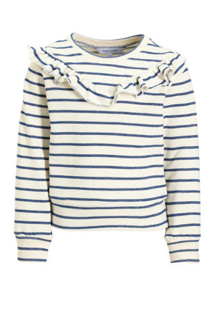 sweater met streep wit / blauw