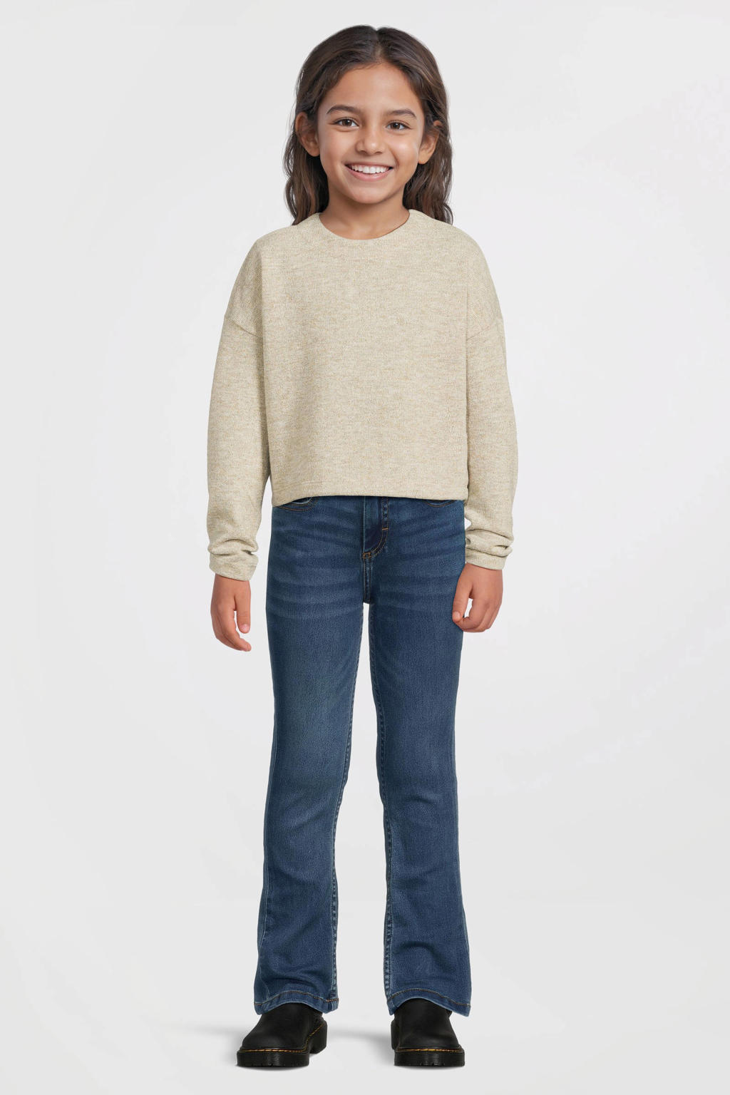 Anytime gebreide glitter trui grijs met gouden lurex