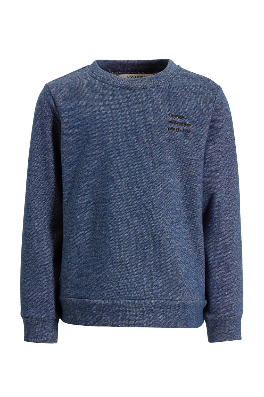 Blauwe jongens anytime sweater look van katoen met printopdruk, lange mouwen en ronde hals