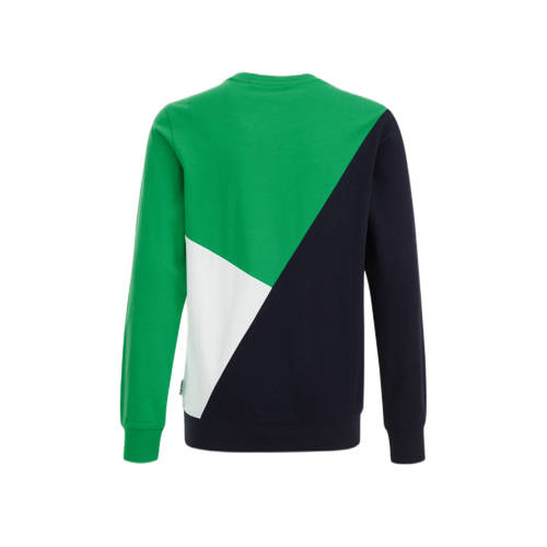 WE Fashion longsleeve groen wit blauw Jongens Katoen Ronde hals Meerkleurig 170 176