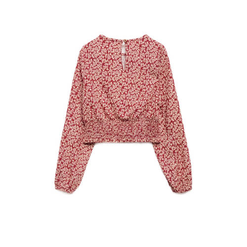 Mango Kids longsleeve met all over print donkerrood Meisjes Viscose Ronde hals 128