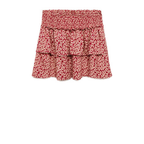 Mango Kids korte rok rood Meisjes Viscose All over print 128