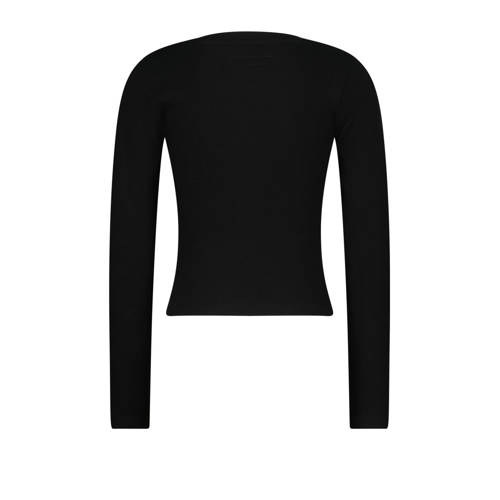 Raizzed longsleeve Zwart Meisjes Stretchkatoen Ronde hals Effen 128