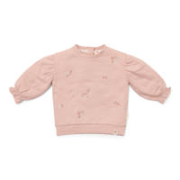 thumbnail: Roze meisjes Little Dutch longsleeve en ruches met printopdruk, lange mouwen, ronde hals en drukknoopsluiting