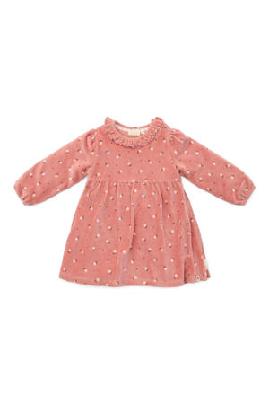 gebloemde corduroy kokerjurk roze