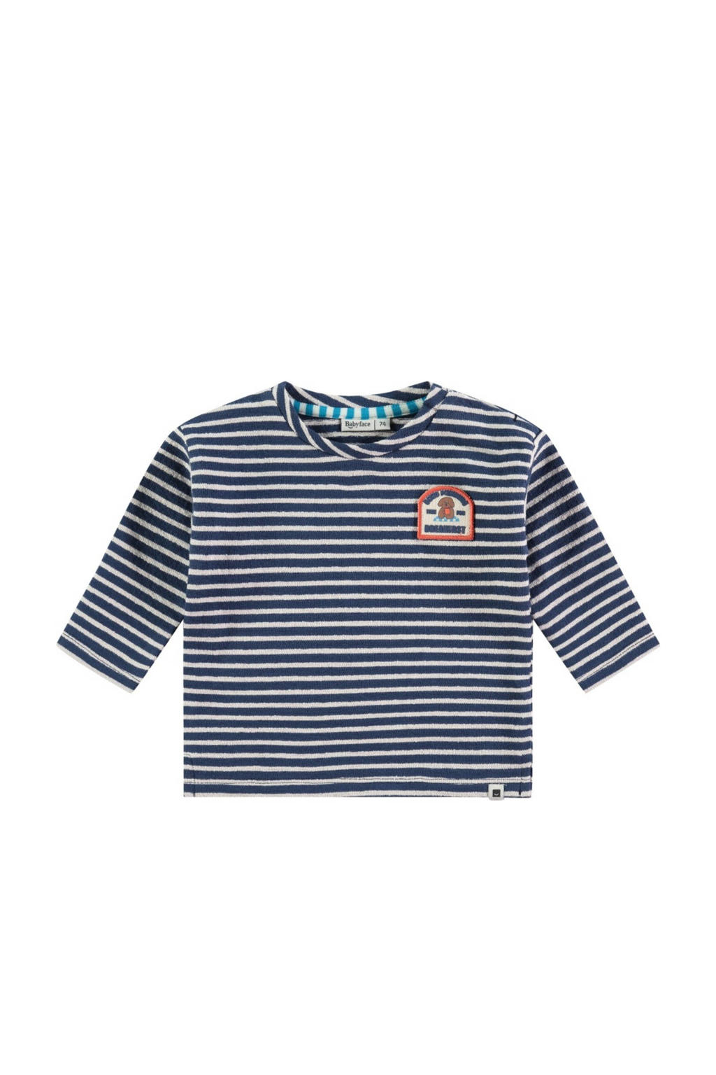 Donkerblauw en witte jongens Babyface baby gestreepte longsleeve van stretchkatoen met lange mouwen en ronde hals