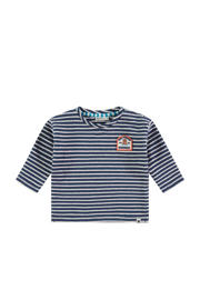 thumbnail: Donkerblauw en witte jongens Babyface baby gestreepte longsleeve van stretchkatoen met lange mouwen en ronde hals