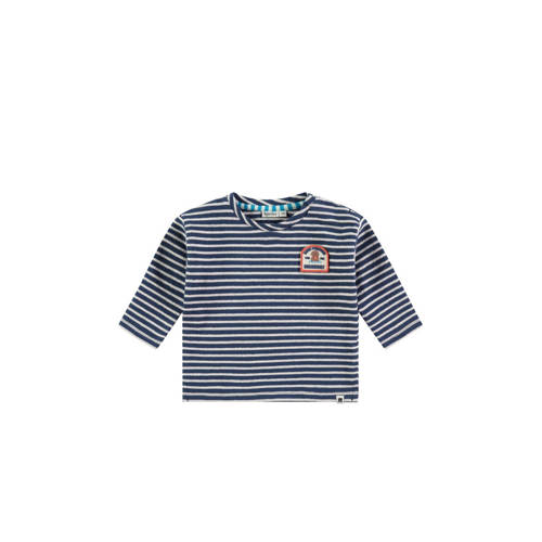 Babyface baby gestreepte longsleeve donkerblauw/wit Jongens Stretchkatoen Ronde hals