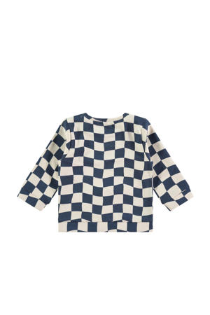 geruite longsleeve donkerblauw/wit