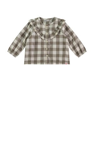 baby geruite blouse olijfgroen/wit