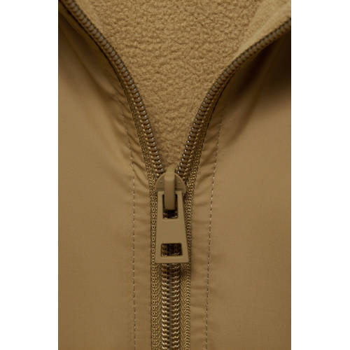Mango Kids tussenjas kaki Groen Meisjes Polyester Capuchon Effen 80