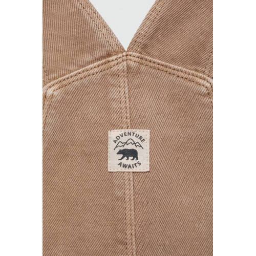 Mango Kids tuinbroek middenbruin Meisjes Katoen Vierkante hals Effen 104