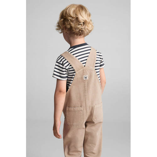 Mango Kids tuinbroek middenbruin Meisjes Katoen Vierkante hals Effen 104